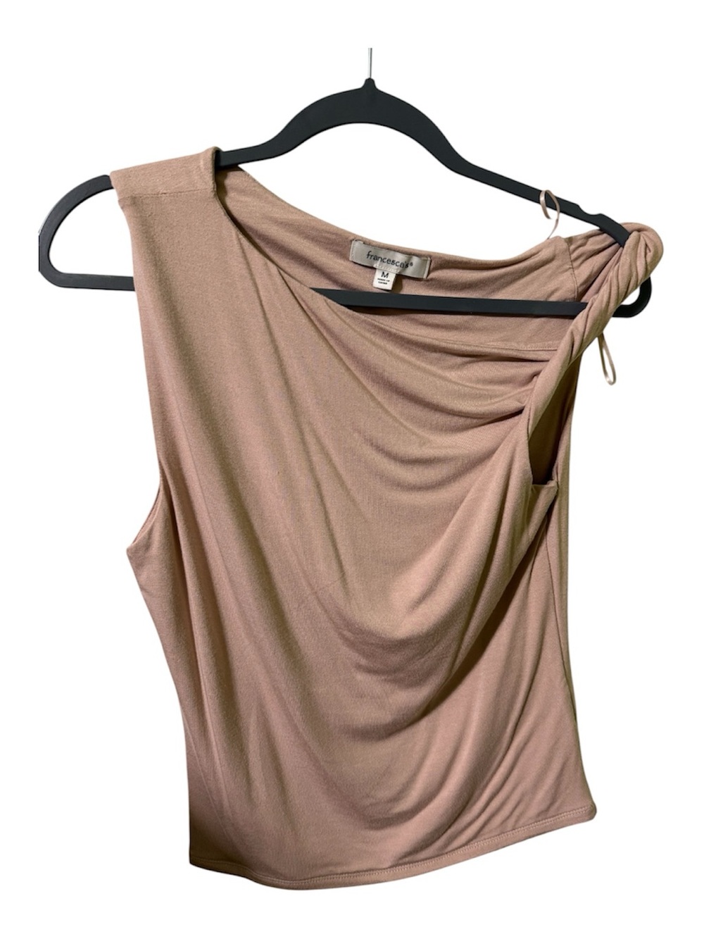 Francesca's Collections Sleeveless Asymmetric Drape Top in Dusty Rose